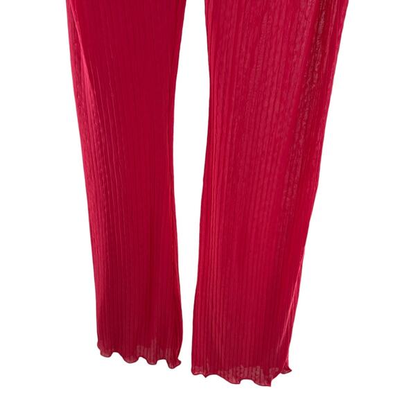 Zara Pink Ribbed Ruffle Plucks Sheer Cover Up Pants - Picture 9 of 12